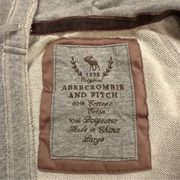Abercrombie & Fitch Gray Deep V Neck Hoodie, A&F Sweatshirt Y2K - Picture 3 of 9